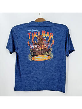 Caribbean Joe Sneaky Tiki Bar Graphic Tee Blue Men's Short Sleeve Shirt Size: XL